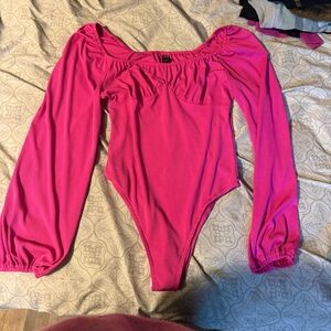 SHEIN Fuchsia Long Sleeve Bodysuit